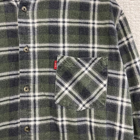 Ranch Gear Flannel Lumberjack Button Shirt Forest Green Western Men Sz M - Picture 6 of 13